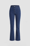 Elastic High-Waist Flare Denim Pants