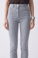 Yüksek Bel Gri Likralı Slim Fit Jean