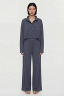 Indigo Modal Yumuşak Kumaş Bel Lastikli Geniş Paça Alt