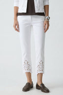 High Waist Bootcut Elastane Slim Trousers with Ankle Embroidery Detail