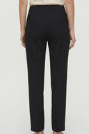 Yüksek Bel Düğme ve Fermuar Detaylı Bootcut Krep Pantolon -Siyah