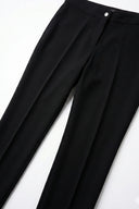 Yüksek Bel Düğme ve Fermuar Detaylı Bootcut Krep Pantolon -Siyah