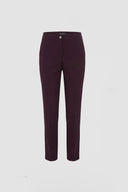 Yüksek Bel Düğme ve Fermuar Detaylı Bootcut Krep Pantolon - Mürdüm