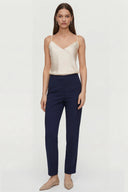 Yüksek Bel Düğme ve Fermuar Detaylı Bootcut Krep Pantolon - Laci