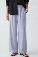 Wideleg Lastikli Bel Lyocell Pantolon - Mavi