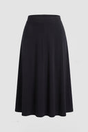 Siyah Dökümlü Modal Kloş Midi Etek