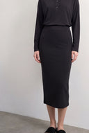 Siyah Yüksek Bel Modal Slim Fit Kalem Etek