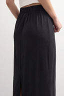 Siyah Yüksek Bel Modal Slim Fit Kalem Etek