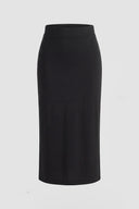 Siyah Yüksek Bel Modal Slim Fit Kalem Etek