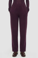 Beli Lastikli Straight Fit Krep Pantolon - Mürdüm