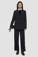 Yanları Payetli ve Yırtmaçlı Siyah Yüksek Bel Lastikli Pantolon