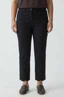 Women's High-Waist Bootcut Pants with Black Hem Embroidery