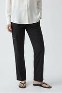 Beige High Waist Relaxed Fit Straight Leg Women's Cargo Pants
