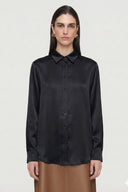 Kadın Siyah Yumuşak Saten Gömlek