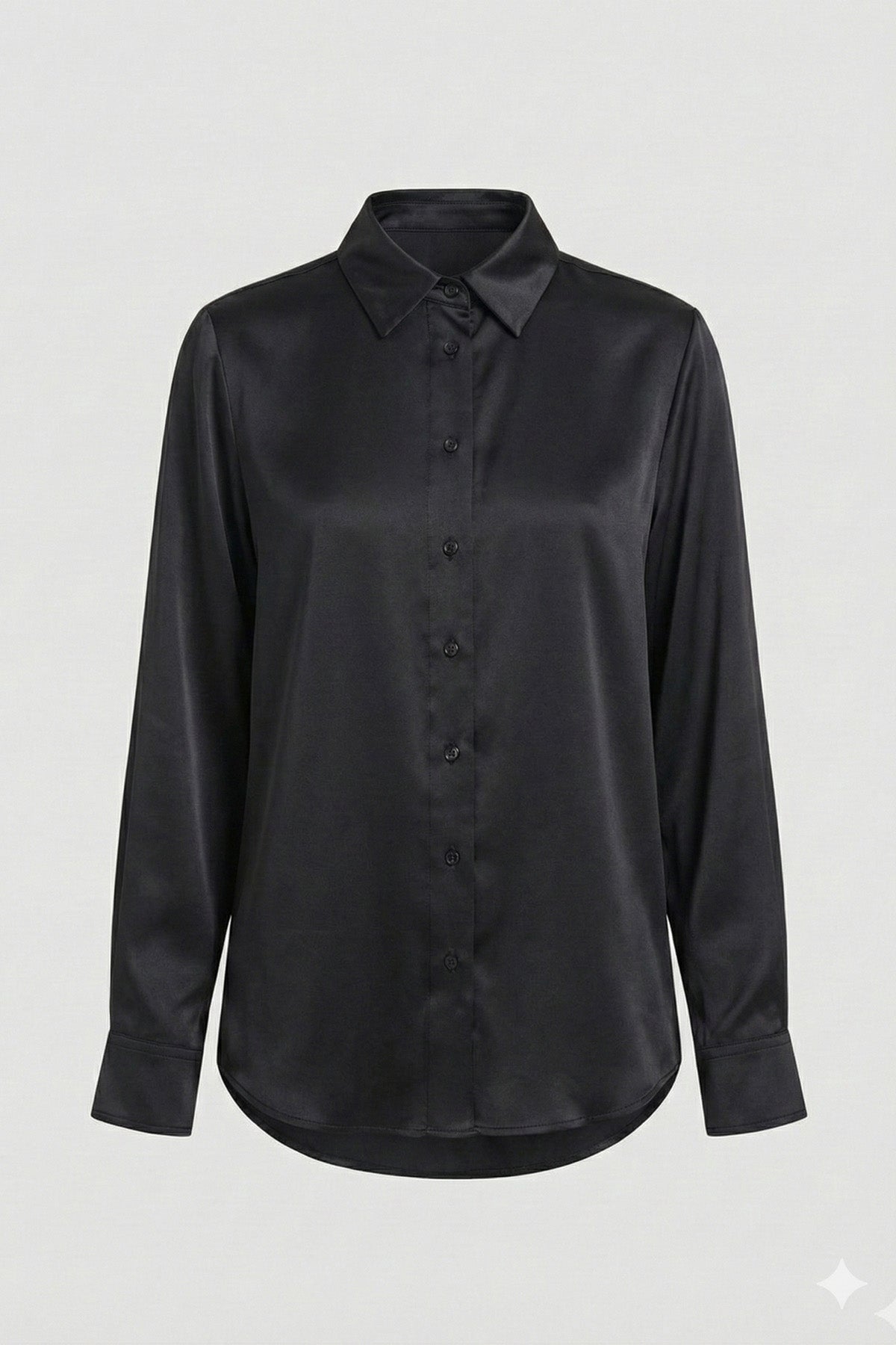 Kadın Siyah Yumuşak Saten Gömlek