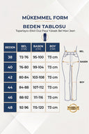 Yüksek Bel Toparlayıcı Etkili Düz Paça Denim Pantolon - Koyu Mavi