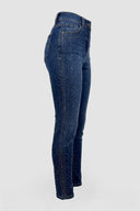 Blue High-Waisted Lycra Jeans with Stone Details