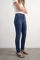 Blue High-Waisted Lycra Jeans with Stone Details