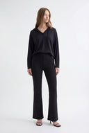 Stone-Embroidered Modal Flare Trousers