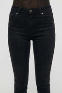 Taş Detaylı Yüksek Bel Likralı Kot Pantolon