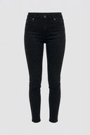 Taş Detaylı Yüksek Bel Likralı Kot Pantolon