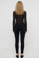 Taş Detaylı Yüksek Bel Likralı Kot Pantolon