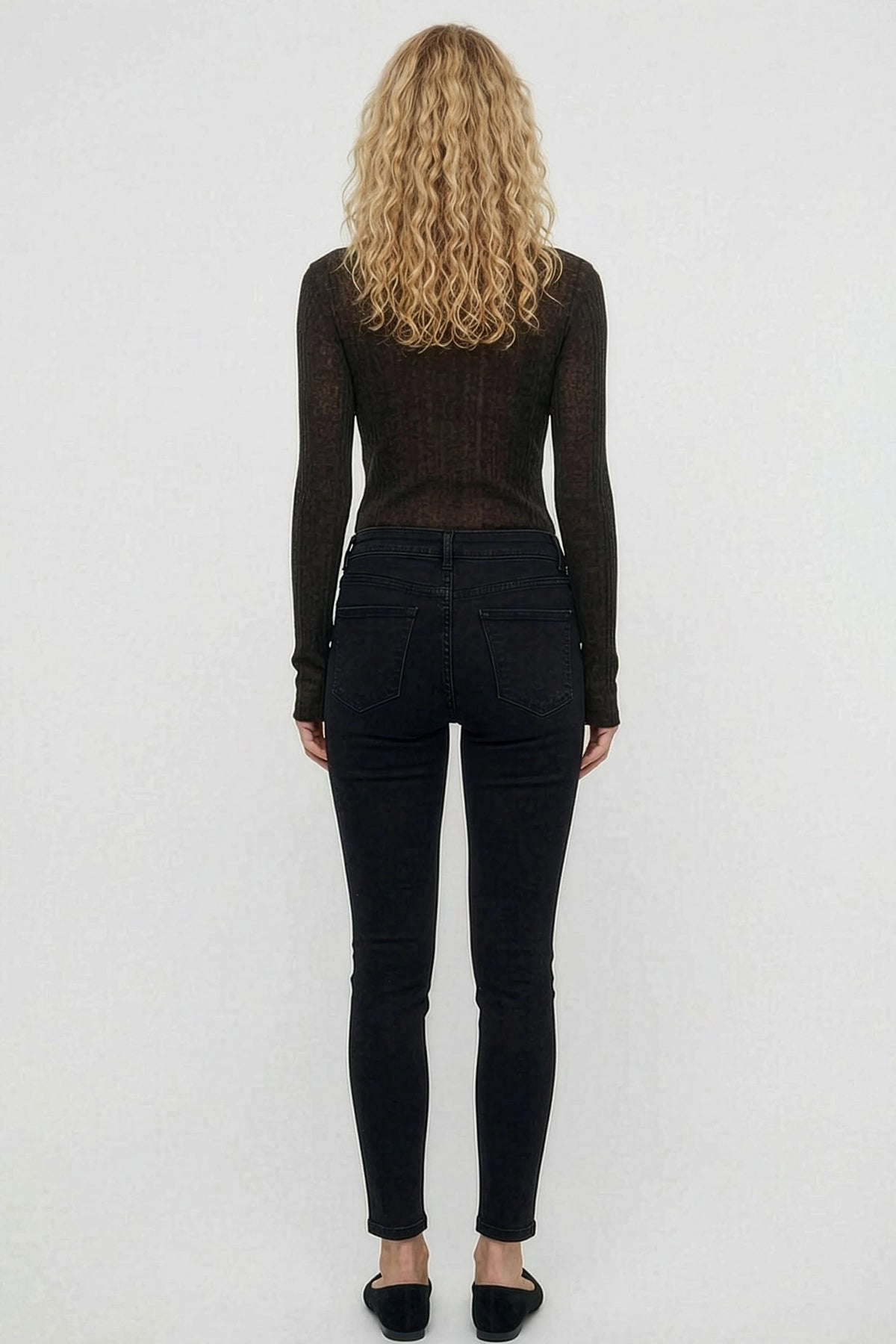 Taş Detaylı Yüksek Bel Likralı Kot Pantolon