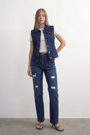Embroidered Detailed Denim Vest