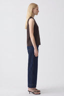 High-Waist Wide-Leg Pocket Detail Water Washed Flare Jeans